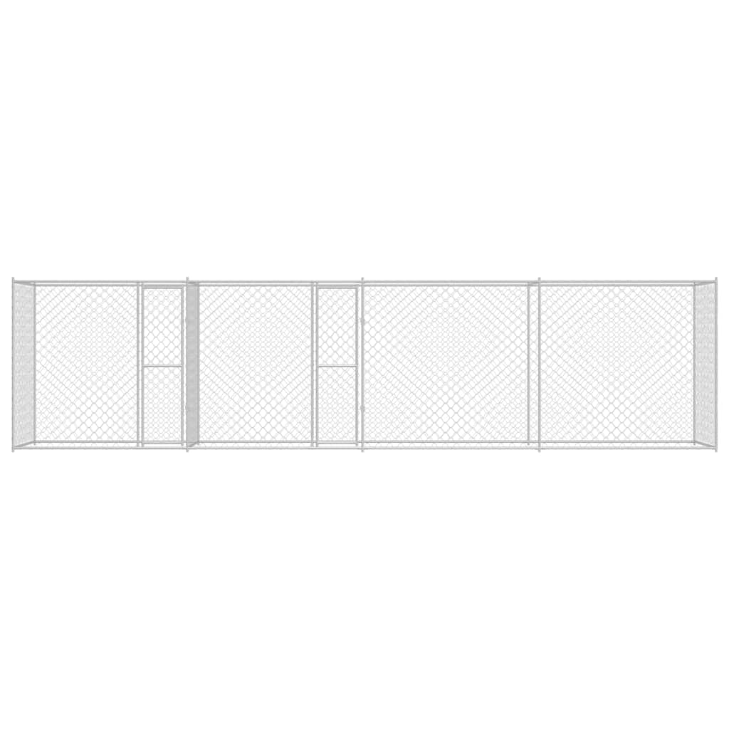 Hundezwinger mit Tür Grau 2x2x1,5 m Verzinkter Stahl