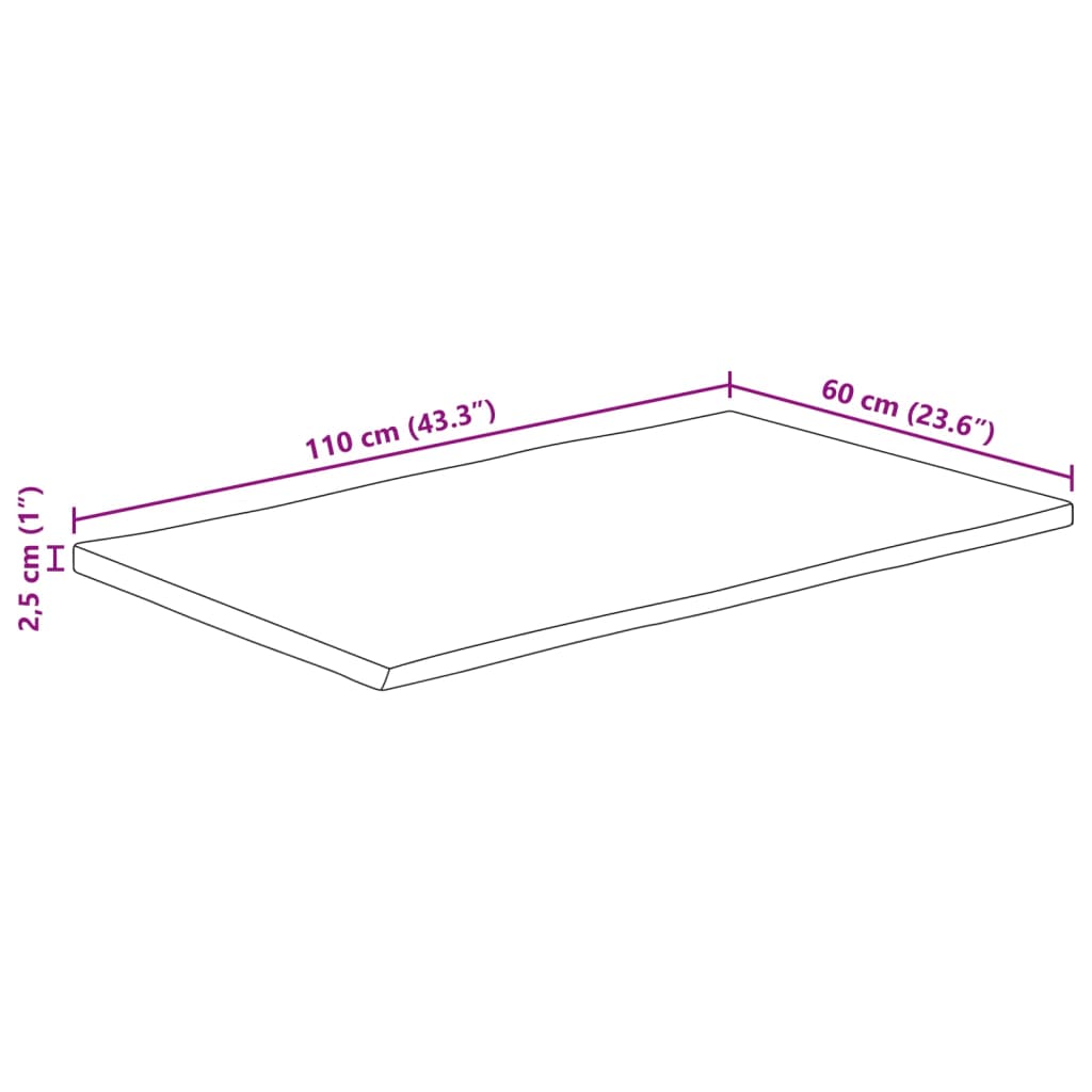Tischplatte 40x40x2,5 cm Rechteckig Massivholz Akazie Baumkante