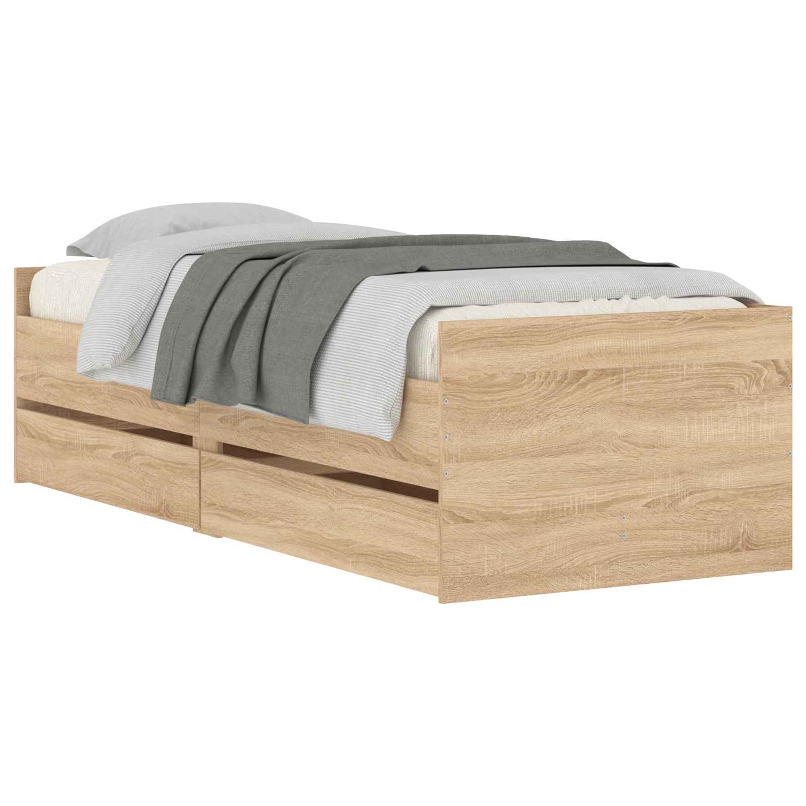 Bett mit Schubladen Braun Eiche-Optik 75x190 cm