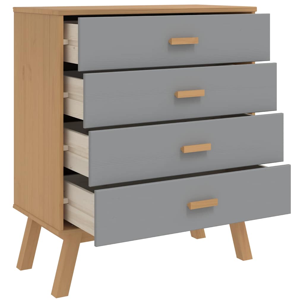 Schubladenschrank OLDEN Braun Massivholz Kiefer