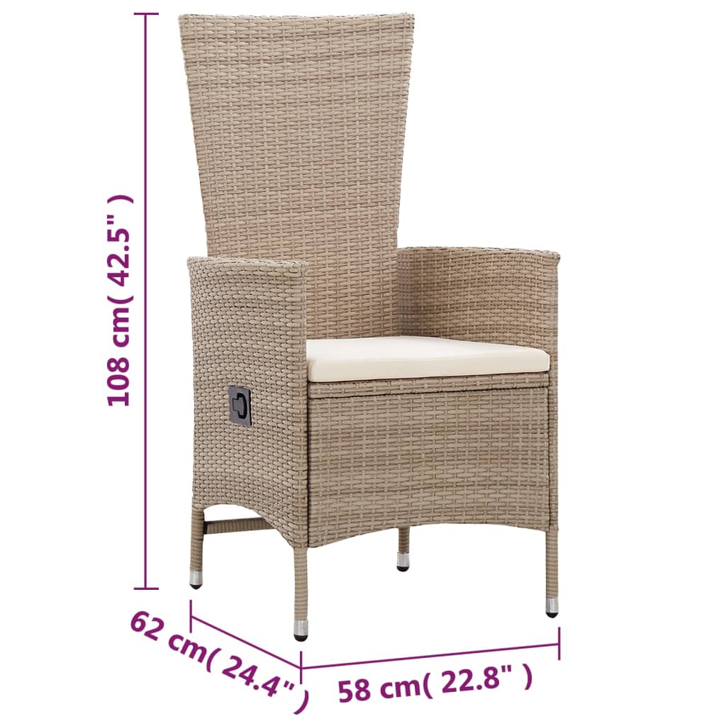 Garten-Liegestühle 2 Stk. mit Auflagen Poly Rattan Schwarz