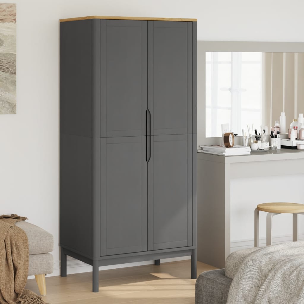 Kleiderschrank FLORO Weiß 77x53x171 cm Massivholz Kiefer