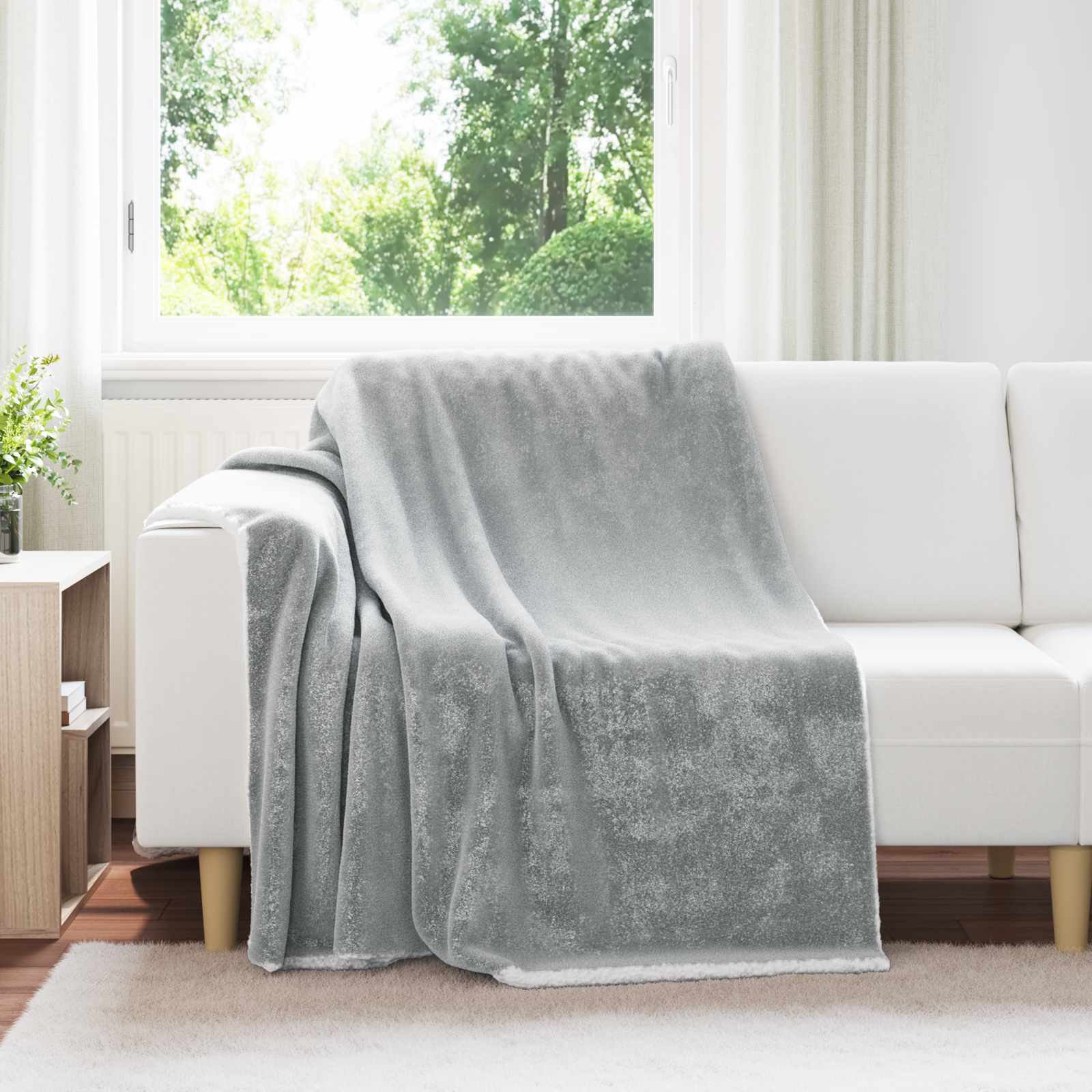 Überwurfdecke Beige 130 x 150 cm Fleece