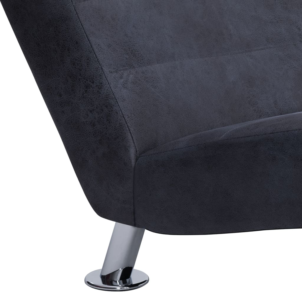 Chaiselongue mit Kissen Braun Wildleder-Optik