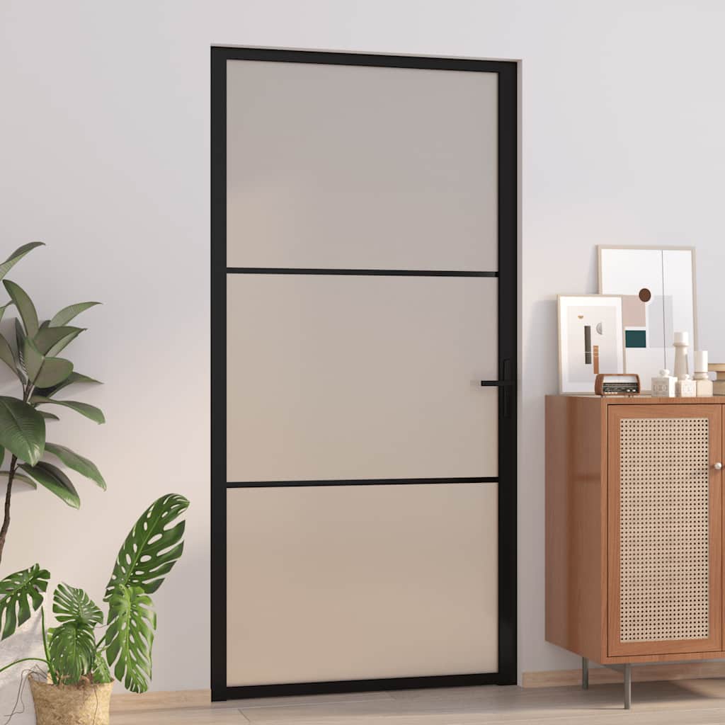 Innentür ESG Glas und Aluminium 76x201,5 cm Schwarz
