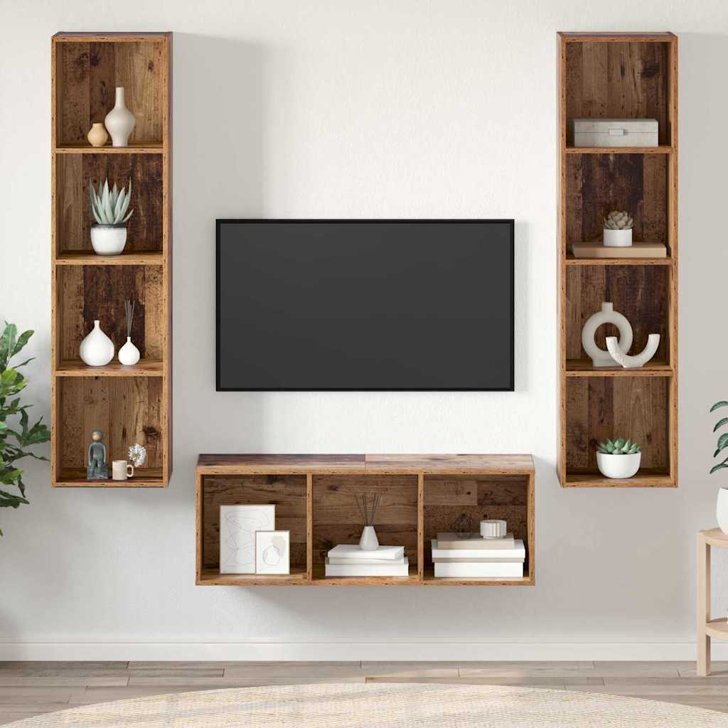 3-tlg. TV-Schrank-Set Weiß Holzwerkstoff
