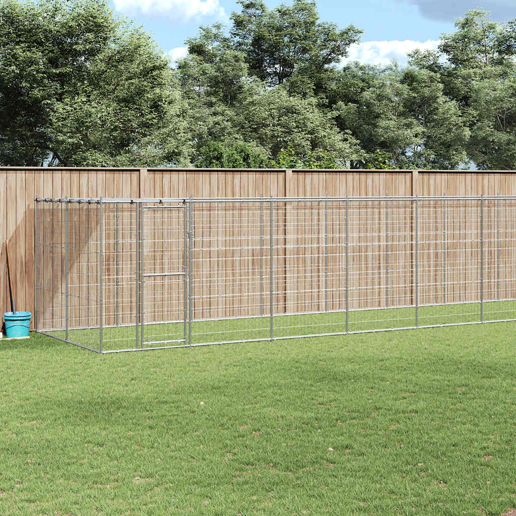 Outdoor-Hundezwinger mit Überdachung Stahl 7,26 m²