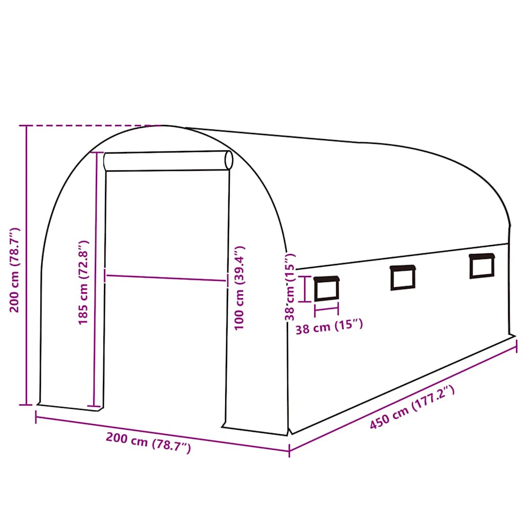 Ersatzabdeckung für Gewächshaus (4,5 m²) 300x150x200 cm Grün