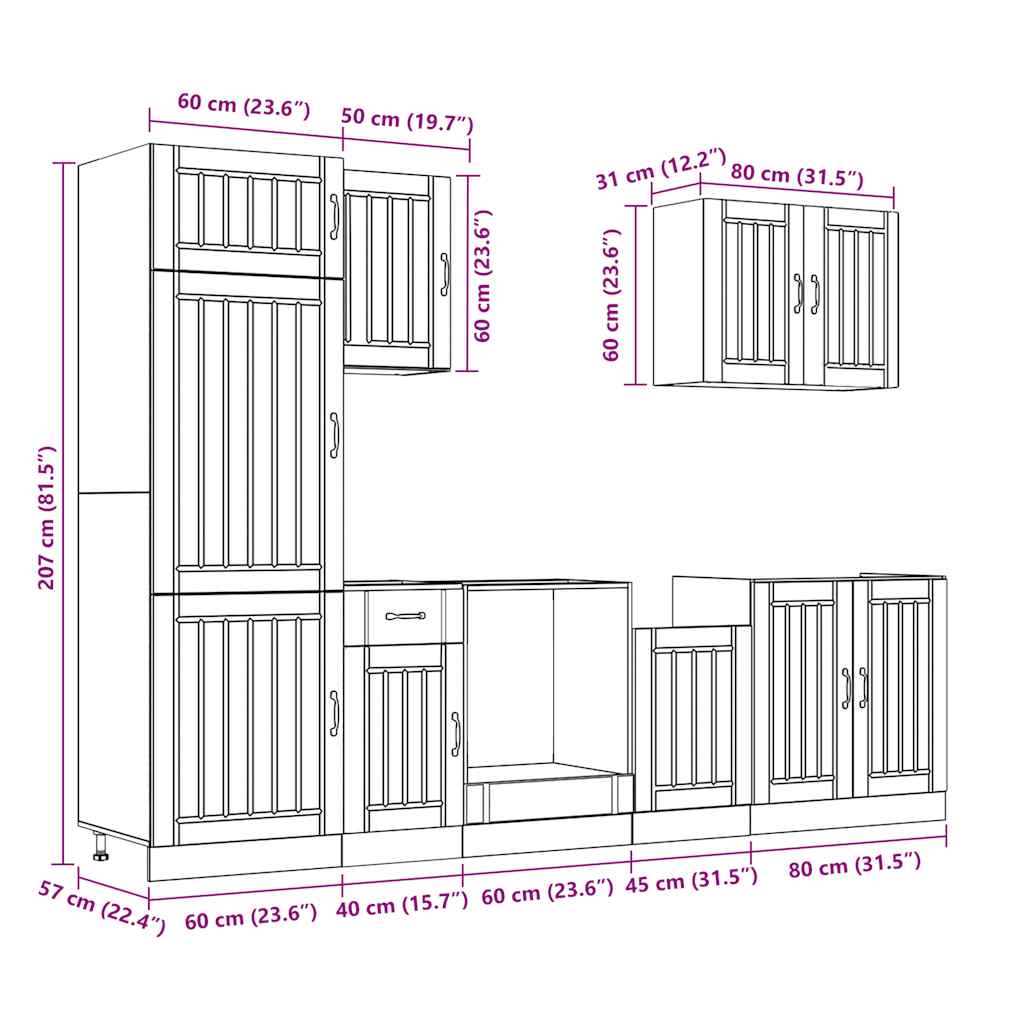 7-tlg. Küchenschrank-Set Lucca Weiß Holzwerkstoff