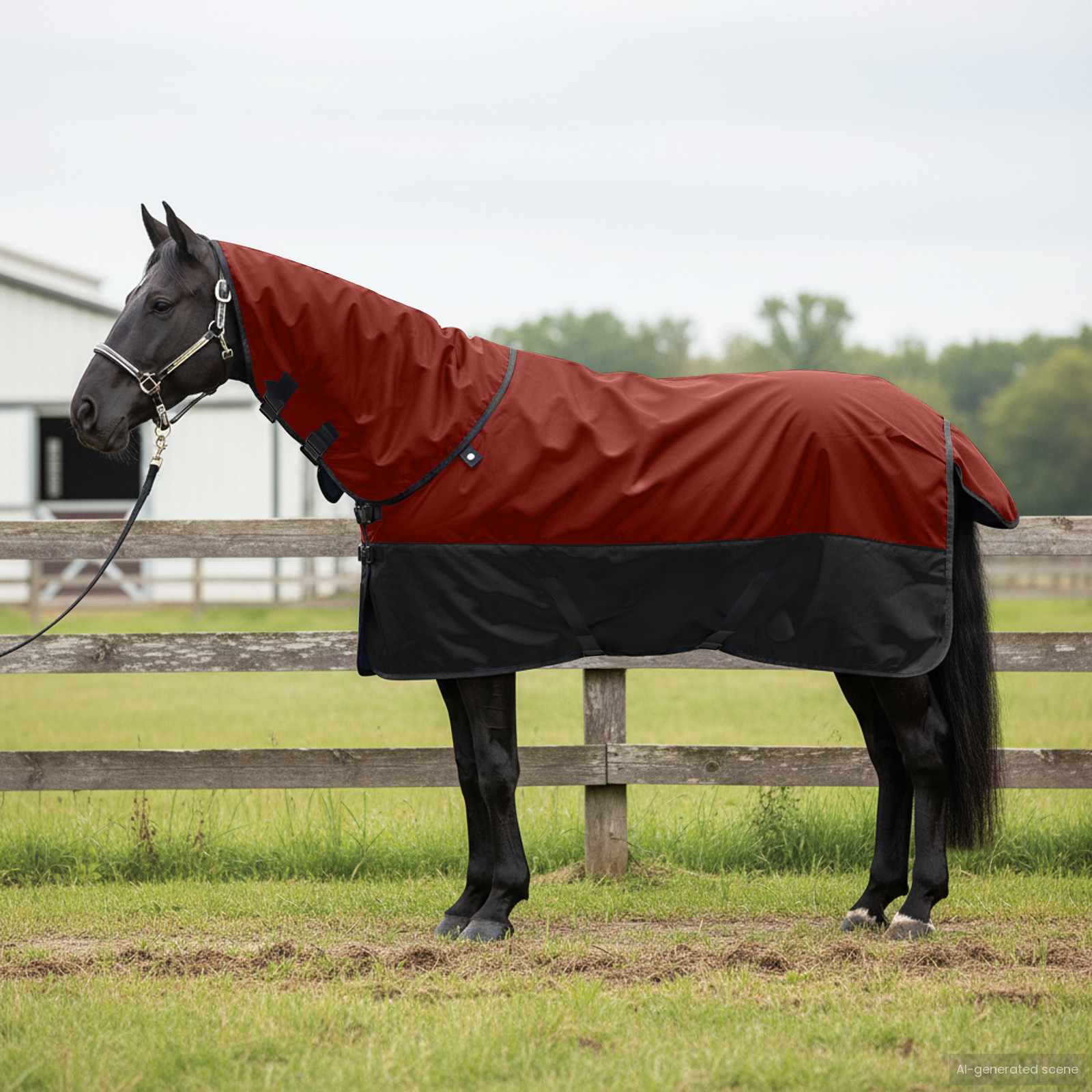 Pferdedecke Dunkelgrün und Schwarz 75 cm Polyester
