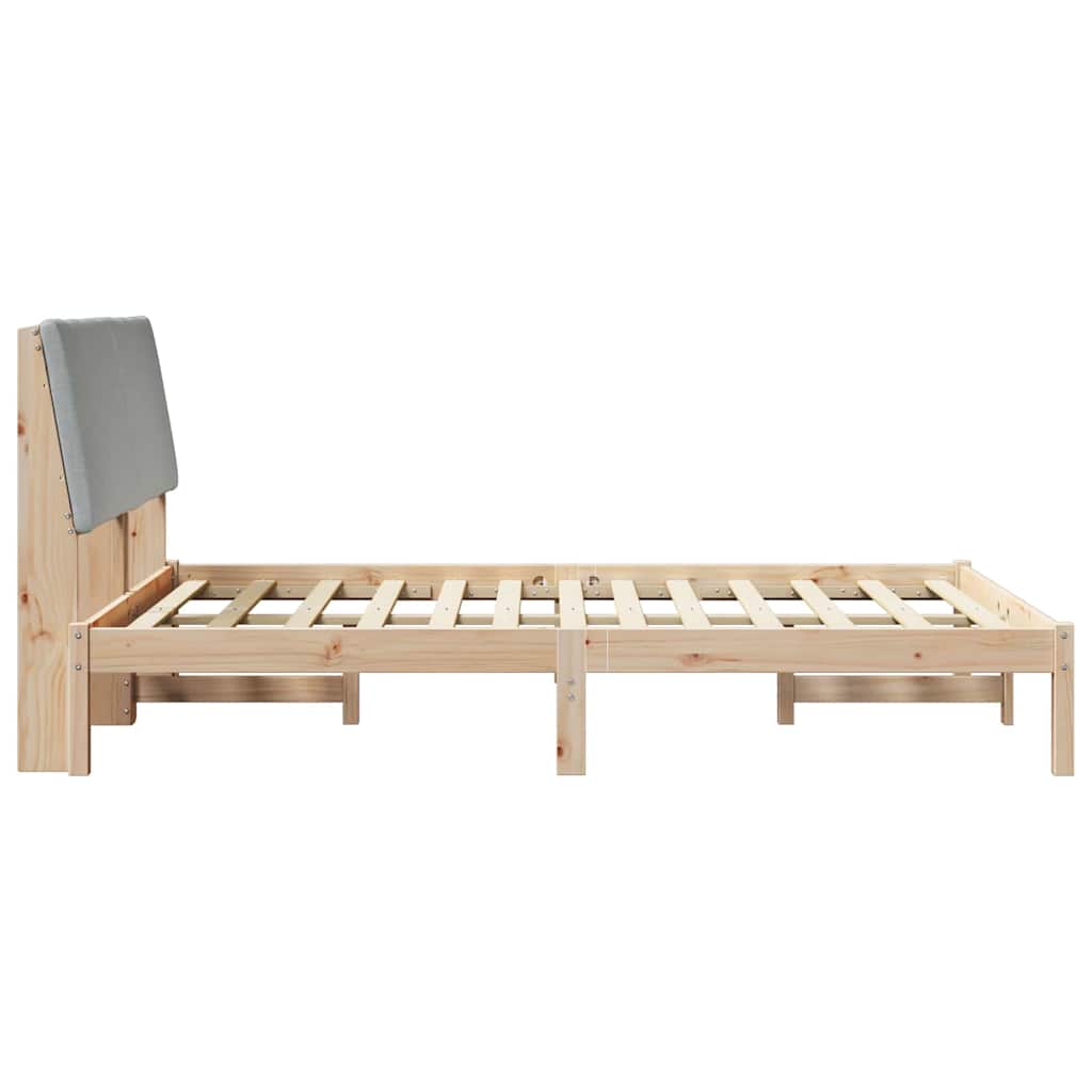 Bettgestell Braun und hellgrau 200 x 200 cm Massivholz Kiefer