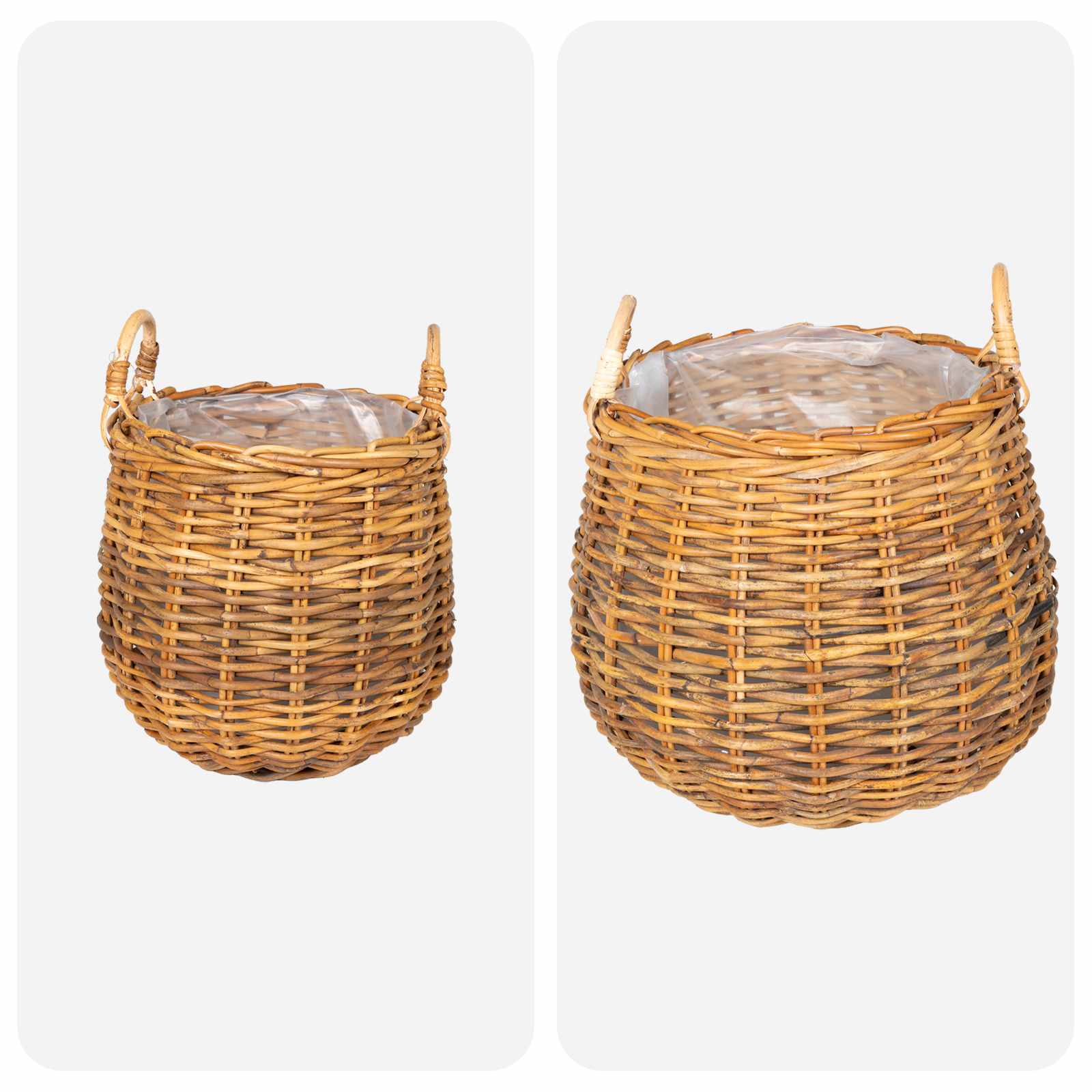 Blumentopf Körbchen 2 Stk. Natürliches Grau Kubu Rattan