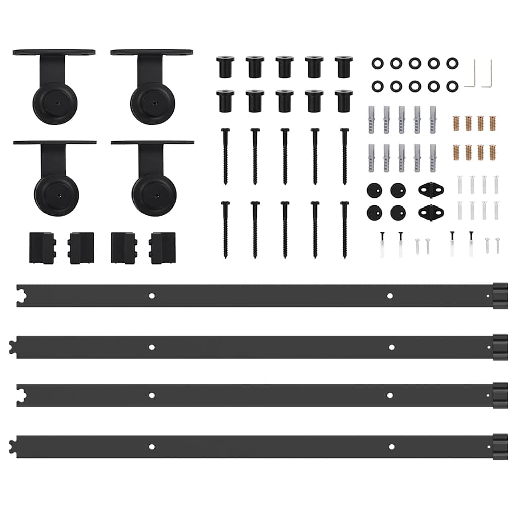 Schiebetürbeschlag-Set 152,5 cm Stahl Schwarz