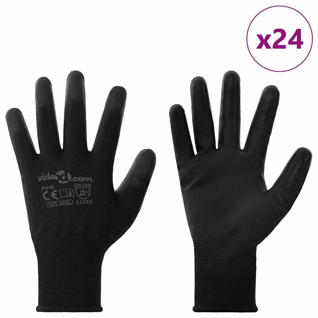 Arbeitshandschuhe 12 pcs Schwarz 7 / S Polyester