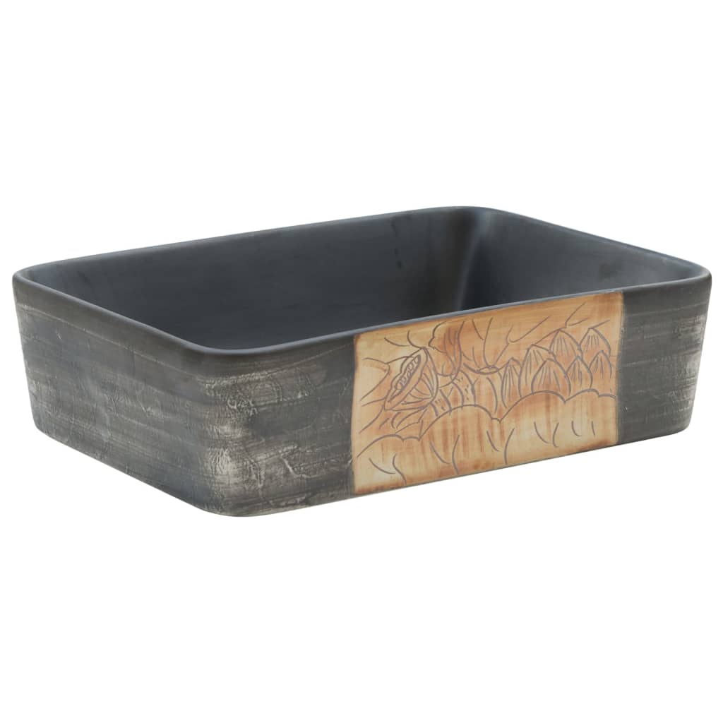 Aufsatzwaschbecken Schwarz Blau Rechteckig 46x35,5x13cm Keramik