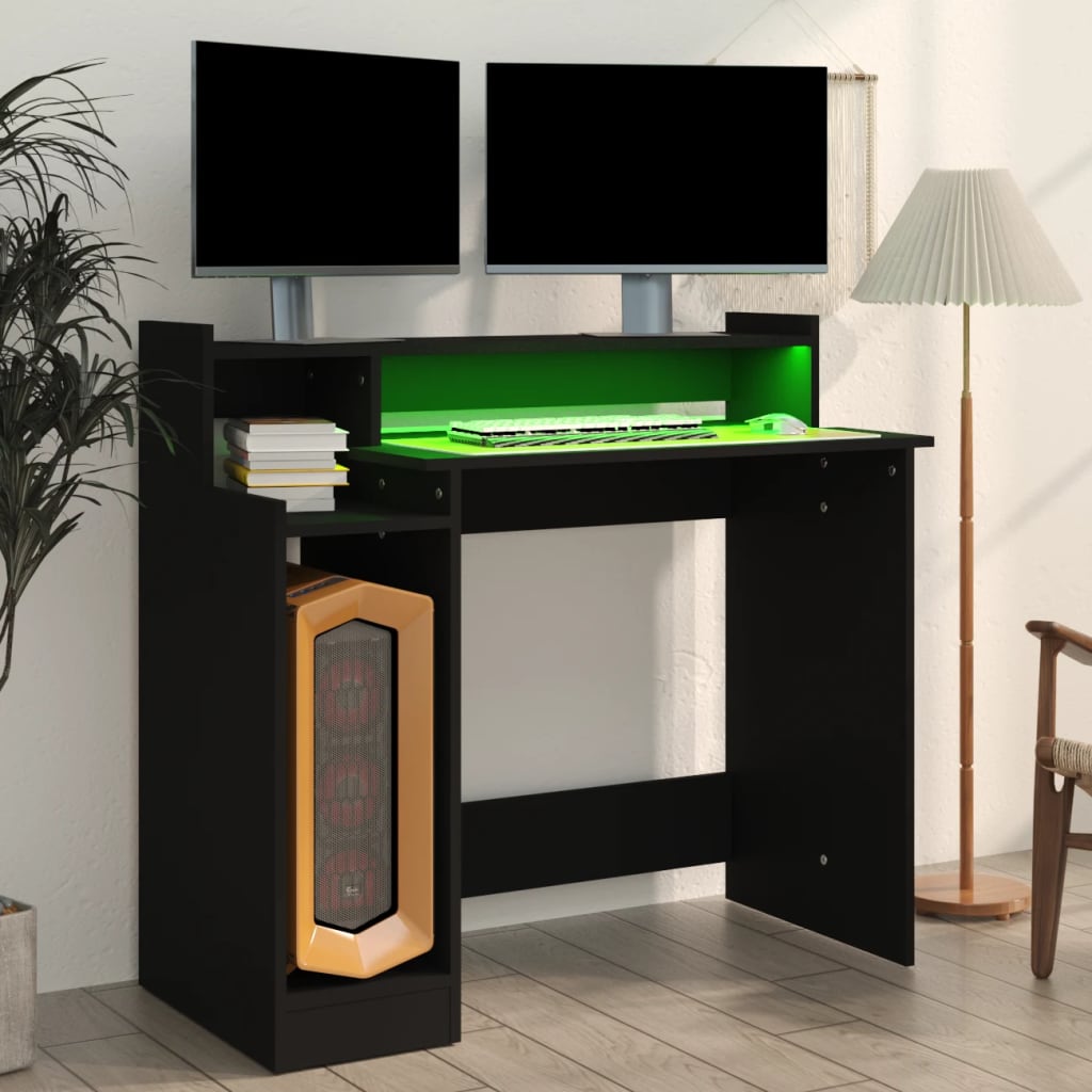 Schreibtisch mit LEDs Weiß 97x45x90 cm Holzwerkstoff