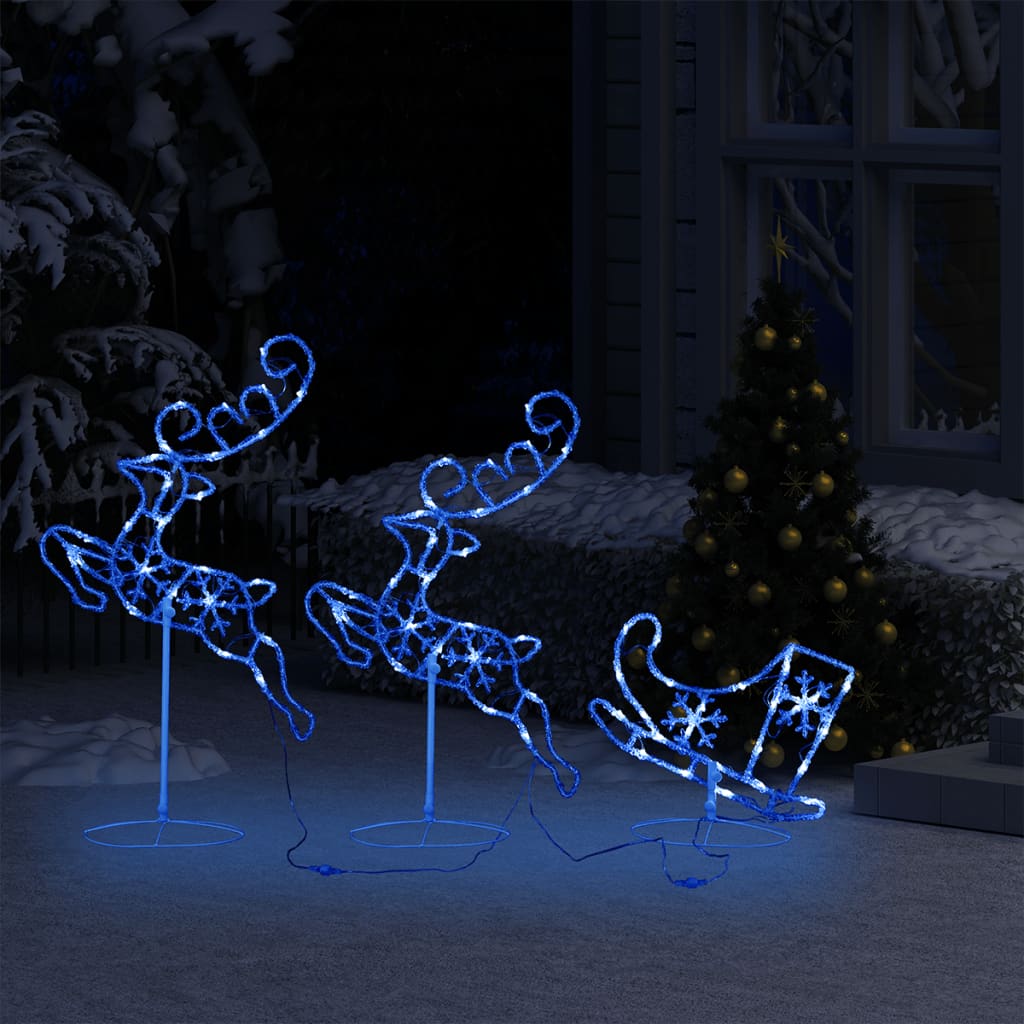 Weihnachtsdeko LED Rentiere & Schlitten Acryl 260x21x87 cm