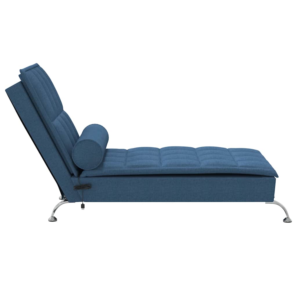 Massage-Chaiselongue mit Nackenrolle Hellgrau Stoff