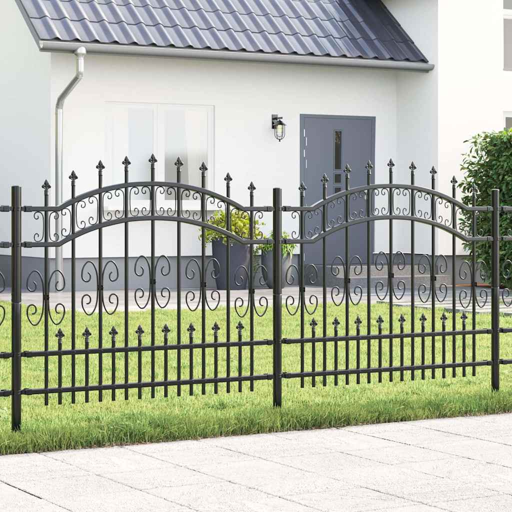 Gartenzaun KAMPEN mit Speerspitze Schwarz 240 x 75 cm Stahl