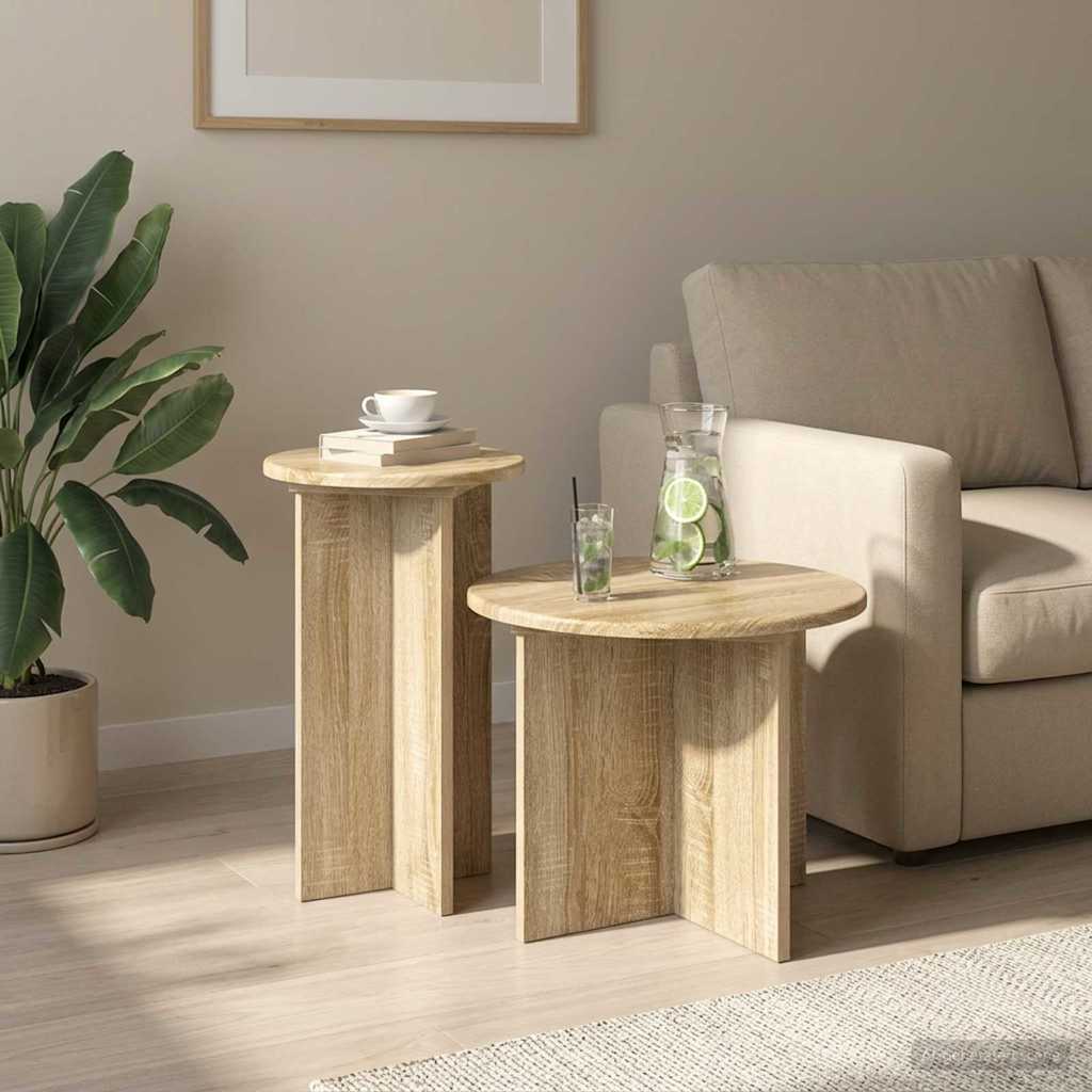 Beistelltisch-Set mit Speicher 2 pcs Weiß Holzwerkstoff