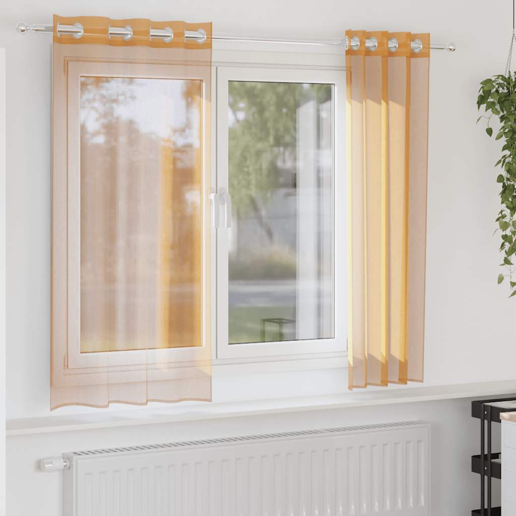 Voile Vorhänge mit Ösen 2 Stk. Apfelgrün 140x140 cm