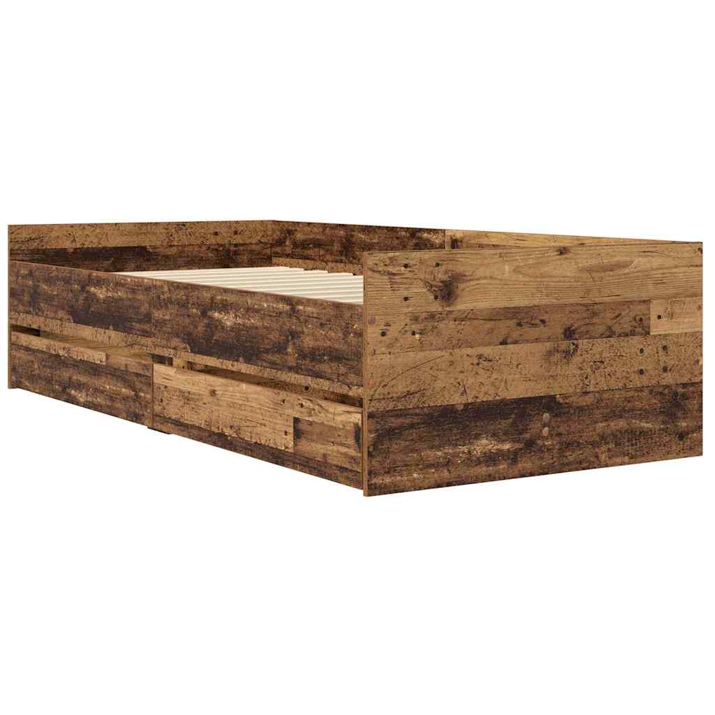 Bett mit Schubladen Braun Eiche-Optik 75x190 cm