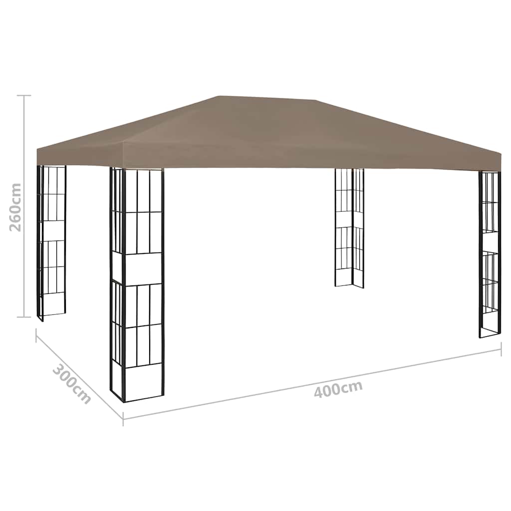 Pavillon mit LED-Lichterkette 3x3 m Taupe