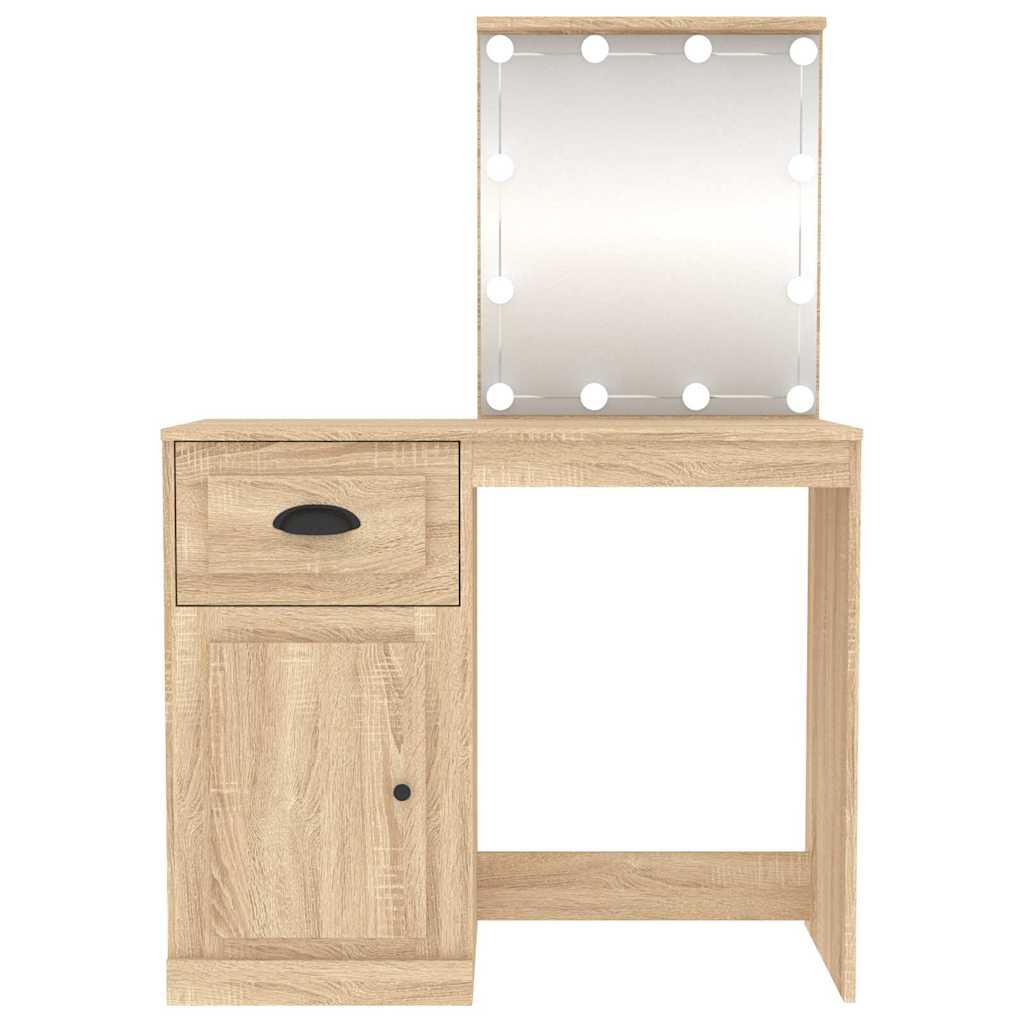 Schminktisch mit Spiegel Weiß 90x50x132,5 cm Holzwerkstoff