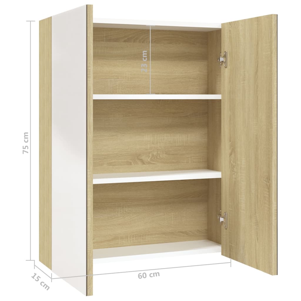 Bad-Spiegelschrank 60x15x75 cm MDF Glänzendes Schwarz