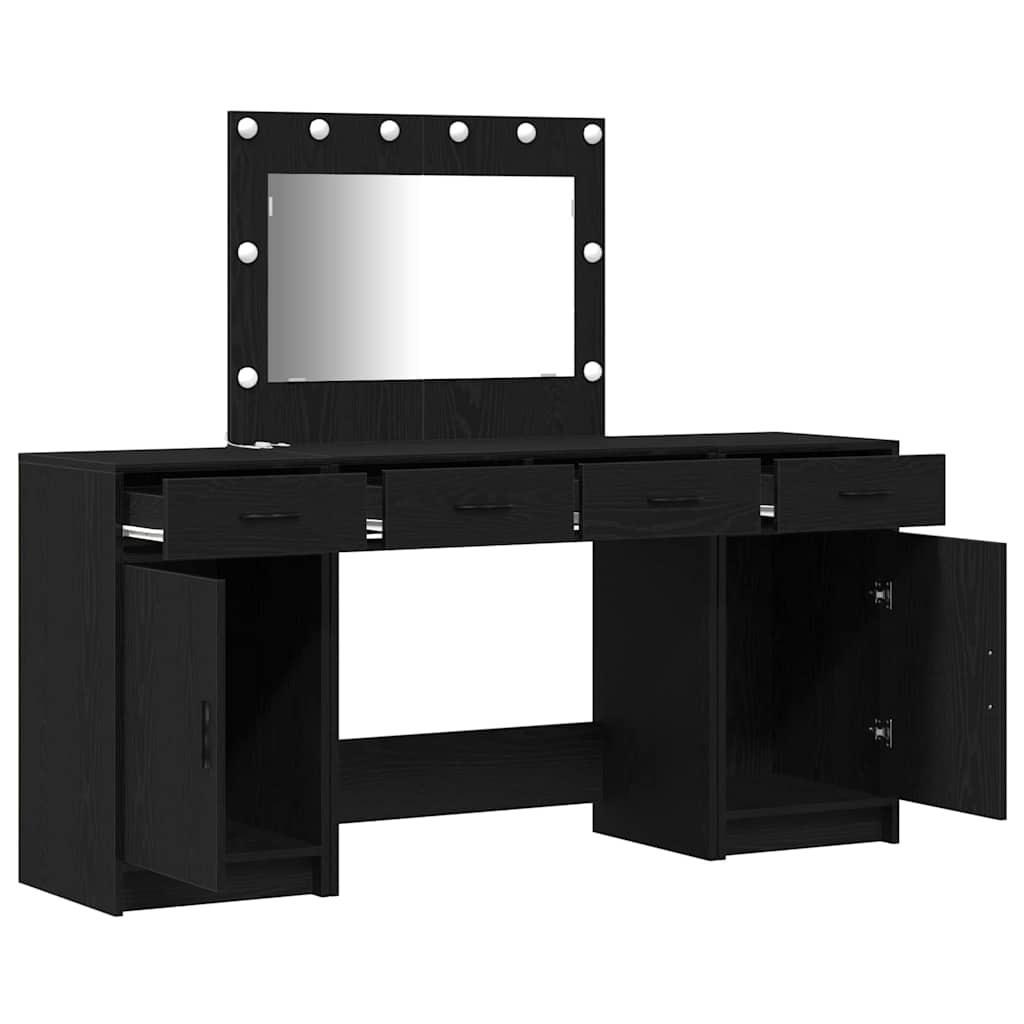 Schminktisch mit Spiegelbeleuchtung 3 pcs Weiß Holzwerkstoff