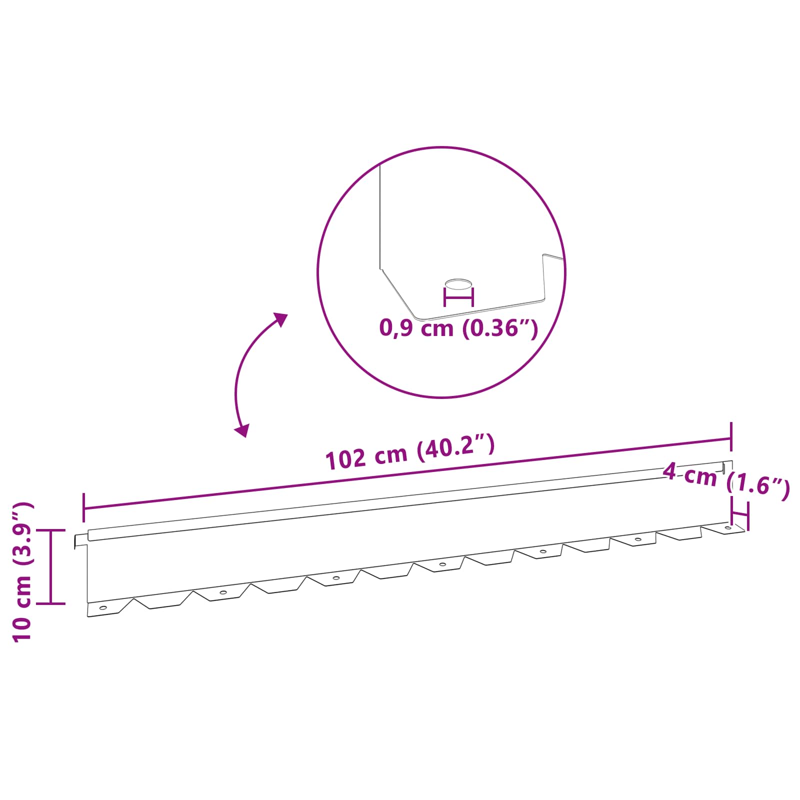 Raseneinfassung 10 pcs 102 x 4 x 4 cm Stahl Schwarz