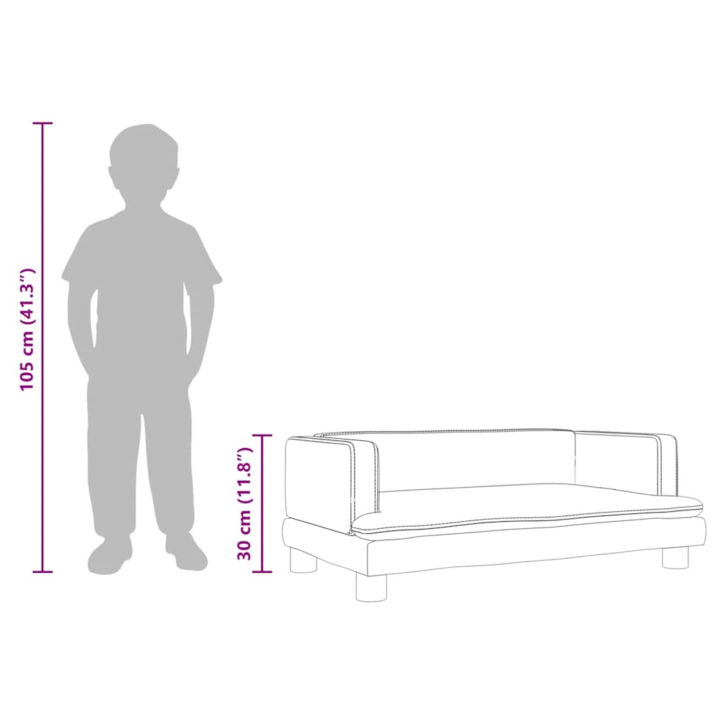 Kindersofa Blau 80x45x30 cm Samt