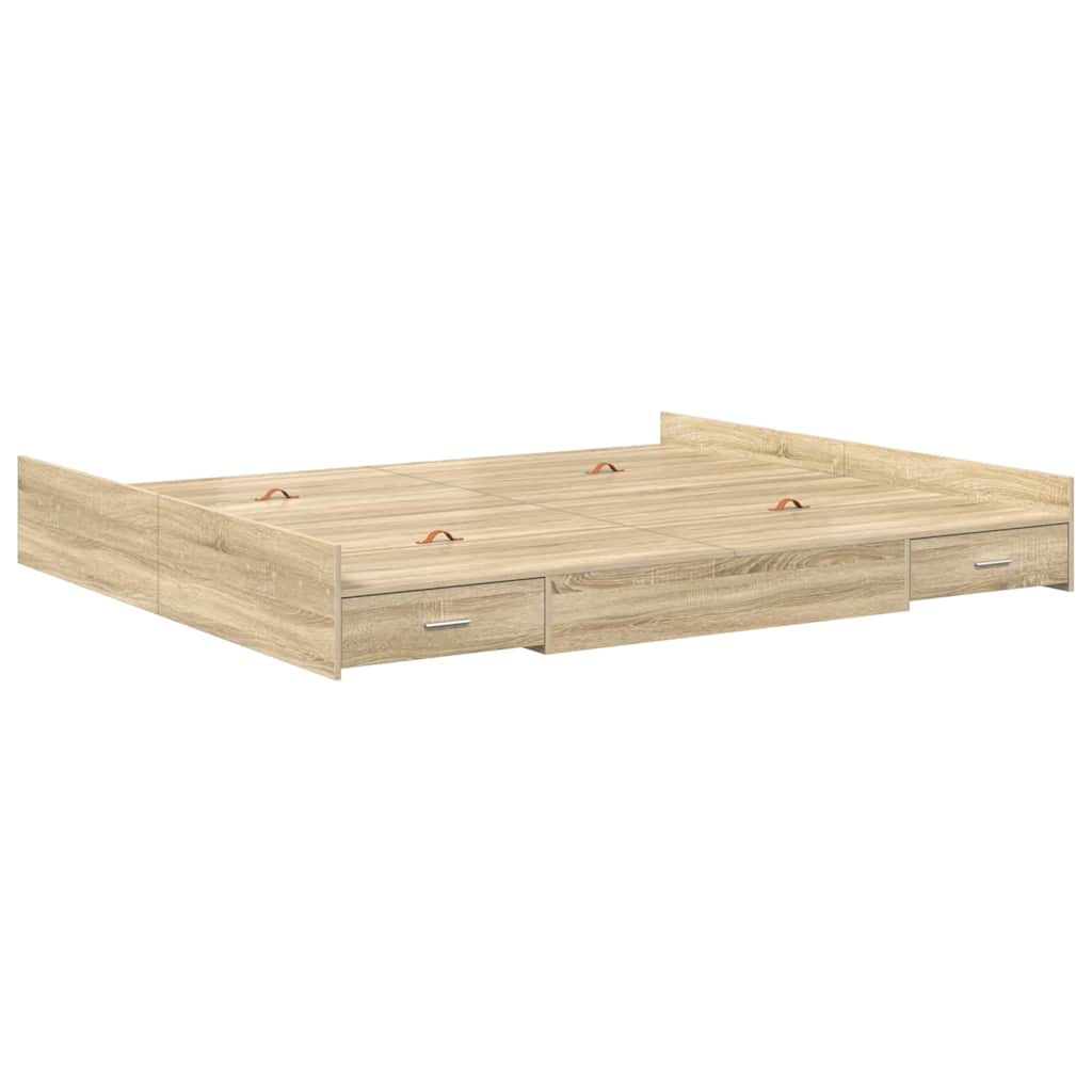 Aufbewahrungsbettgestell Weiß 200 x 200 cm Holzwerkstoff