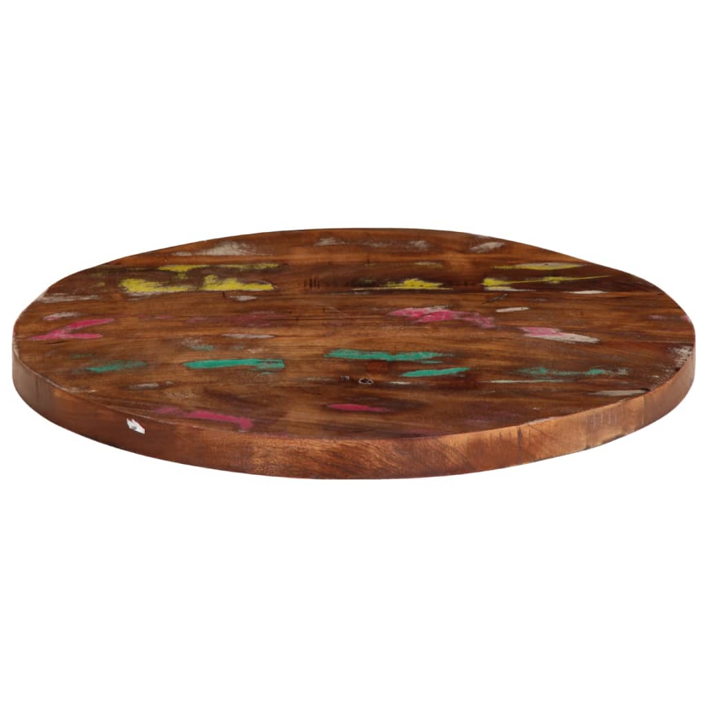 Tischplatte Ø 40x2,5 cm Rund Raues Massives Mangoholz