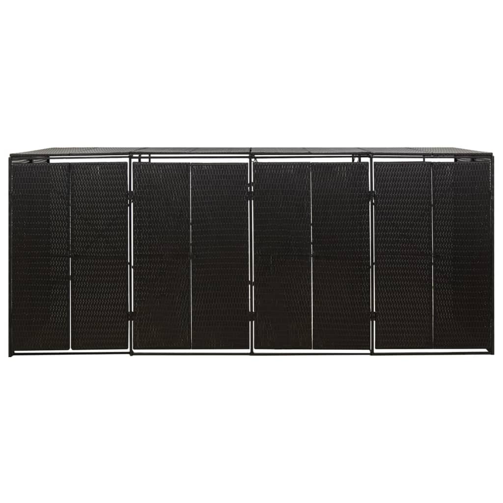 Mülltonnenbox für 1 Tonne Schwarz 70x80x117 cm Poly Rattan