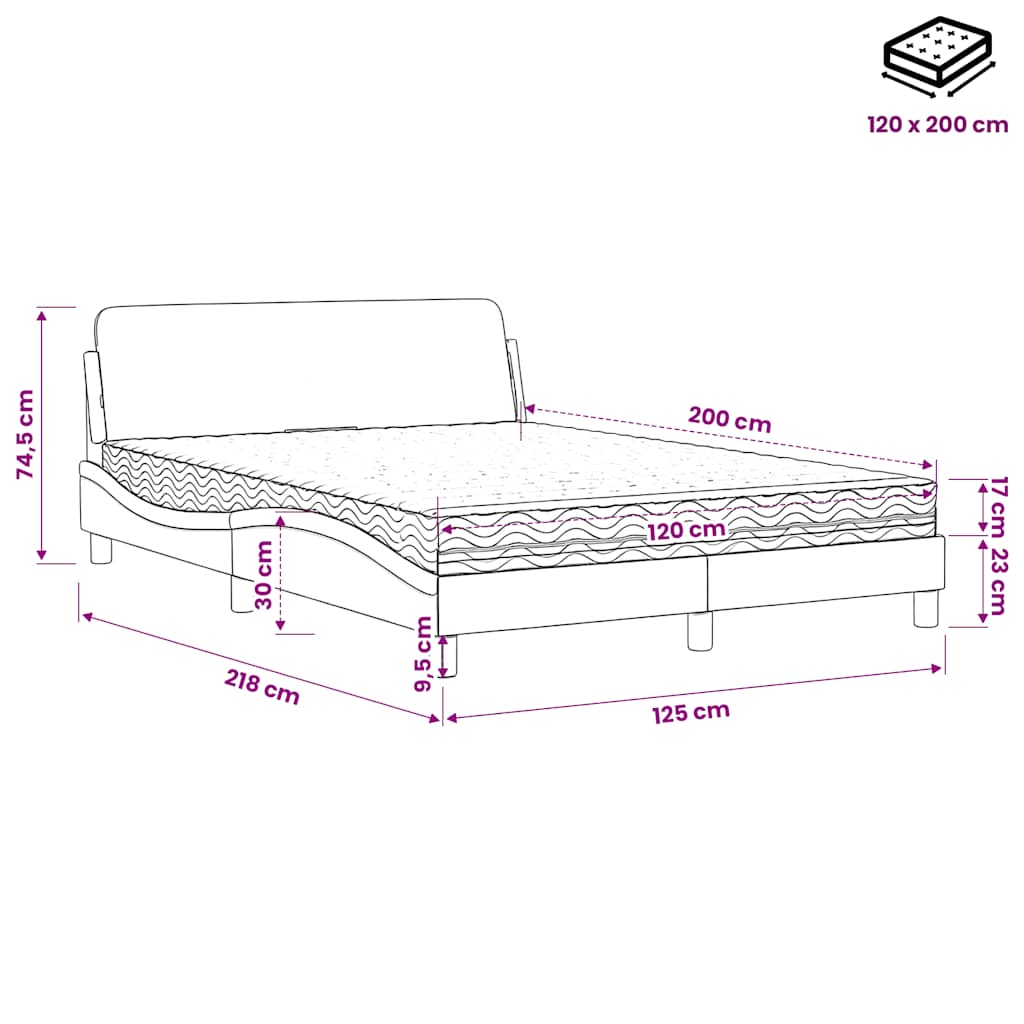 Bett mit Matratze "Dover" Hellgrau 80x200 cm Samt