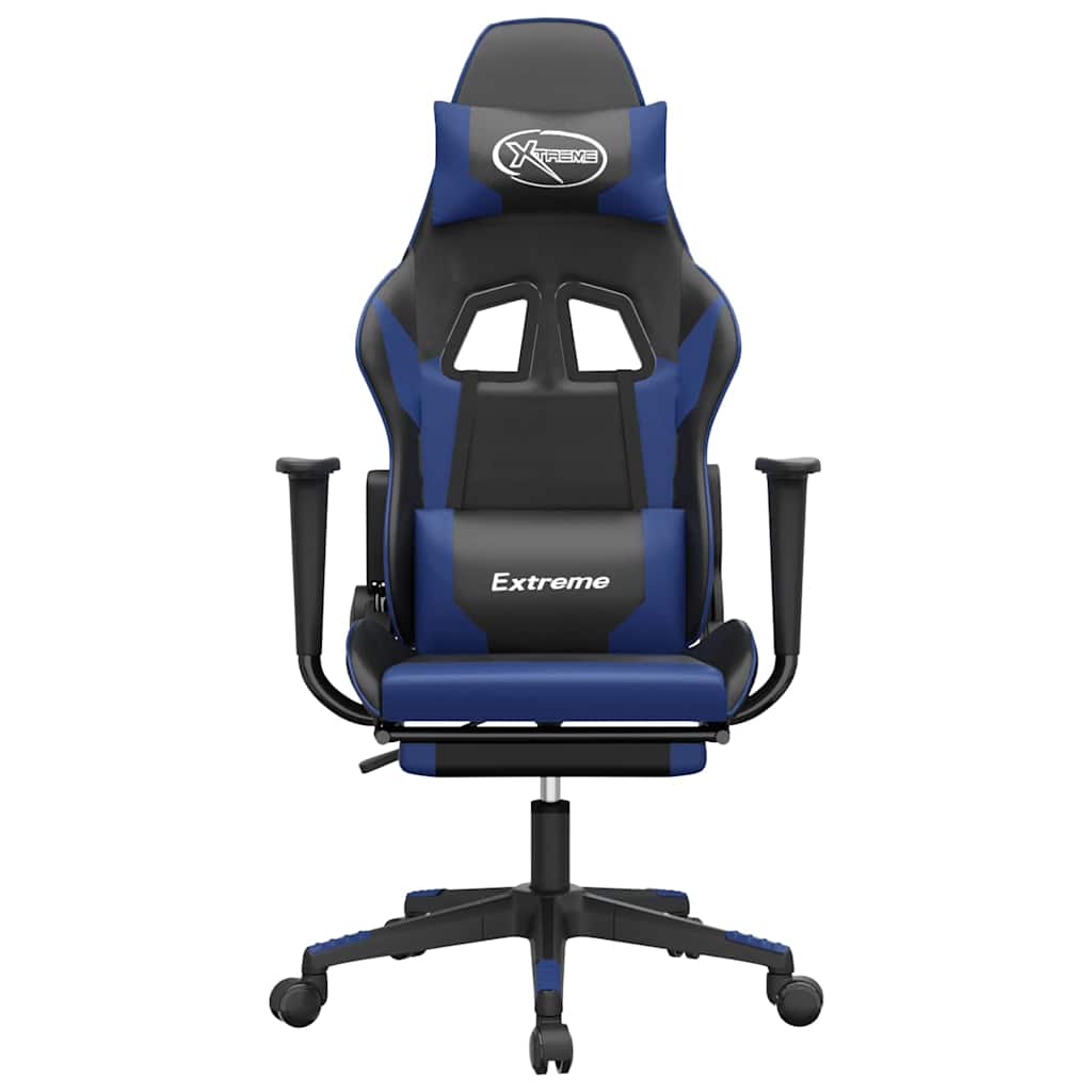 Gaming-Stuhl mit Massagefunktion Schwarz und Blau Kunstleder