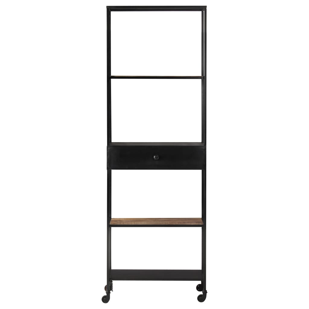Bücherregal 80x35x180 cm Raues Mangoholz & Eisen