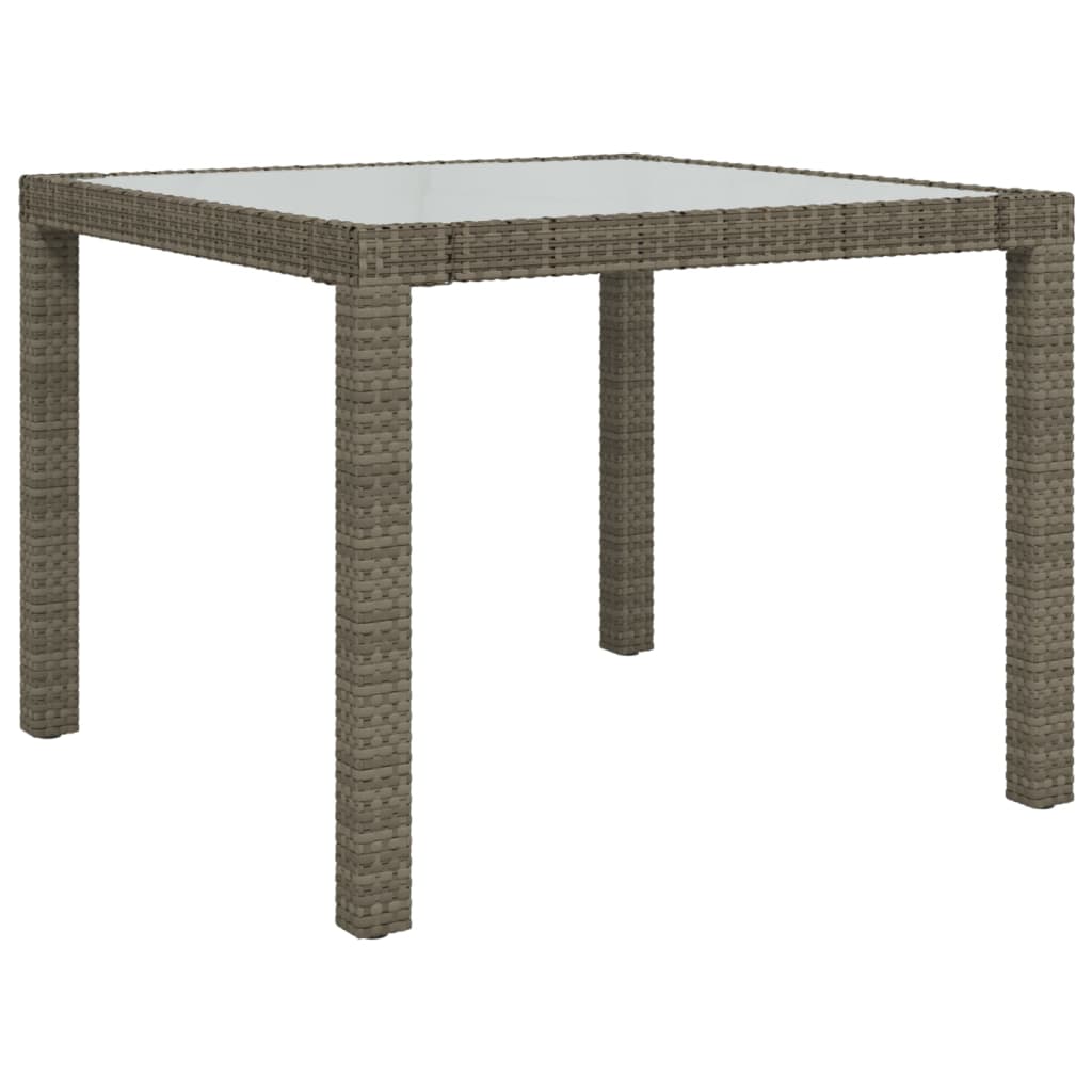 Gartentisch 150x90x75 cm Hartglas und Poly Rattan Grau