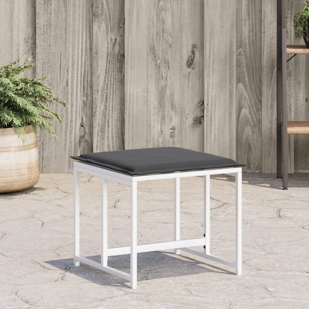 Gartenhocker mit Kissen 4 Stk. Schwarz Stahl und Textilene