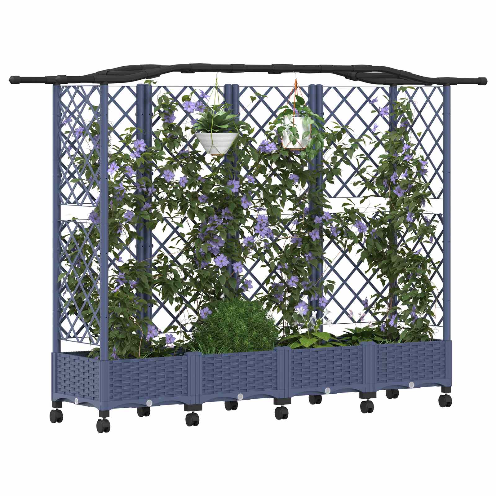 Hochbeet mit Rankgitter und Dach Braun 124 x 40 x 123 cm PP