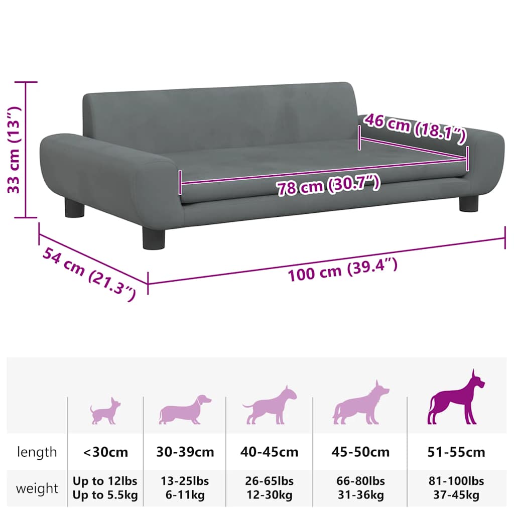 Hundebett Blau 100x54x33 cm Samt