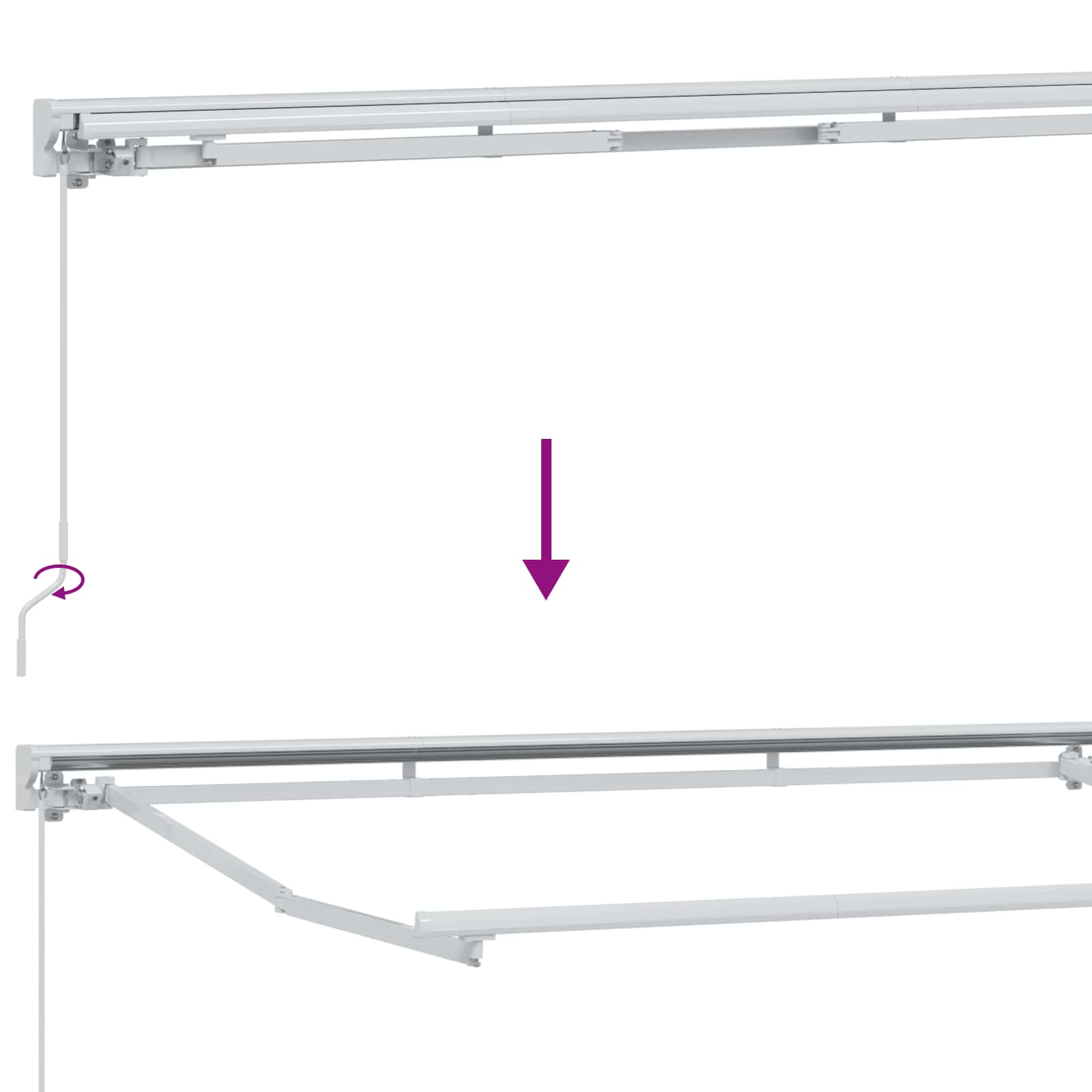 Manueller Markisenrahmen mit LEDs Weiß 2,5 x 2 m Aluminium