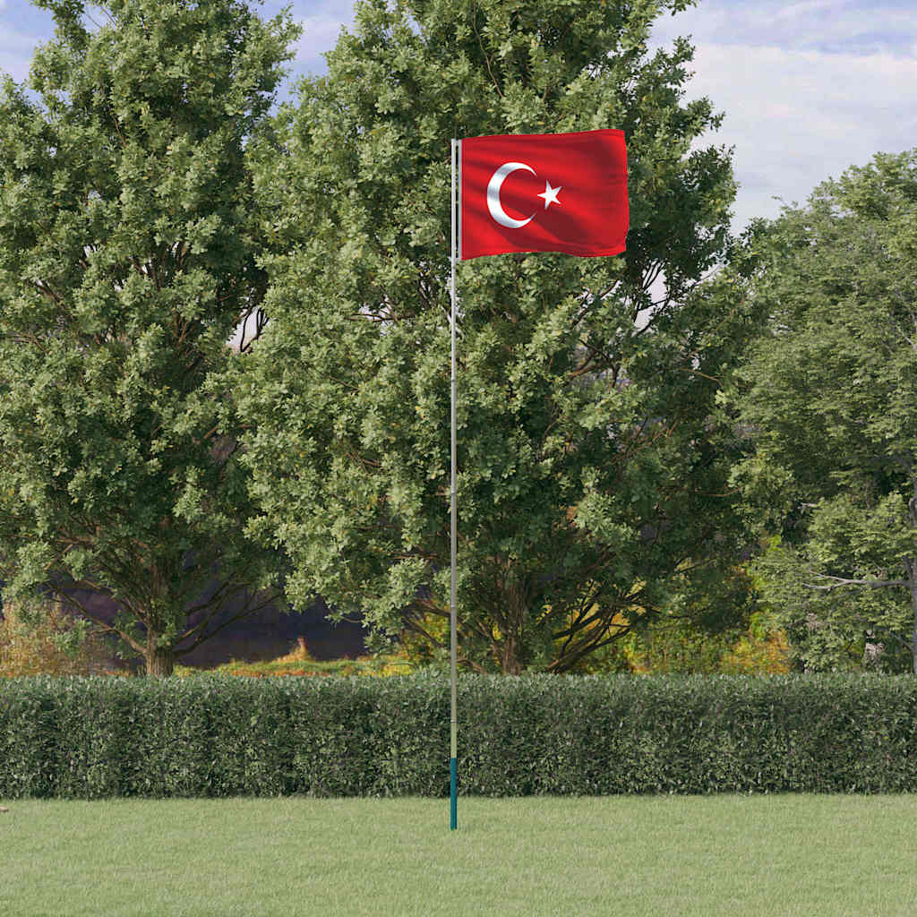 Fahnenmast Teilbar Silbern 6,08 m Aluminium