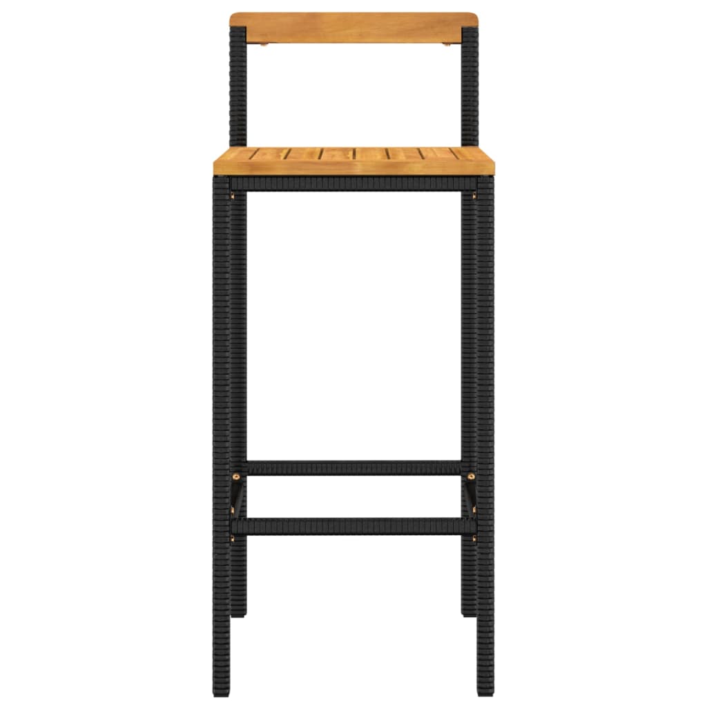 Barhocker 2 Stk. Grau Poly Rattan und Massivholz Akazie