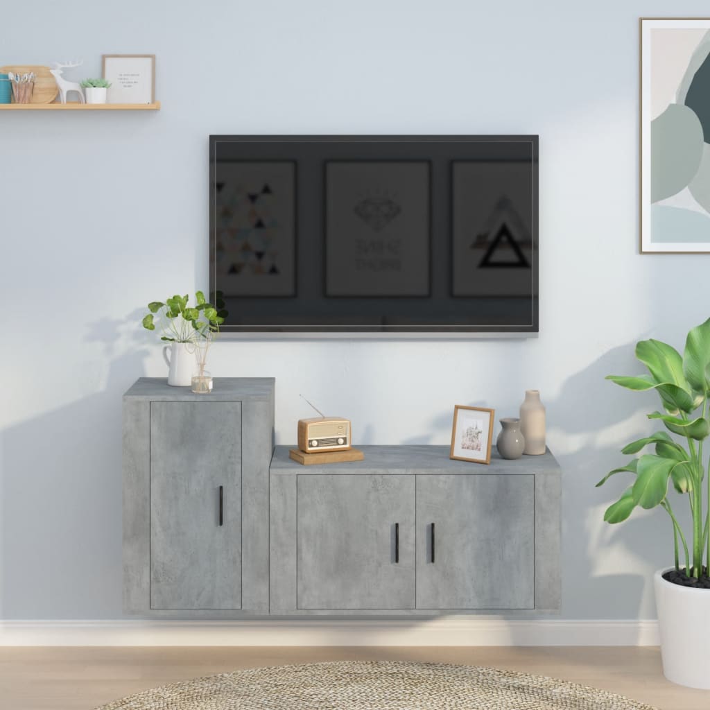 2-tlg. TV-Schrank-Set Hochglanz-Weiß Holzwerkstoff