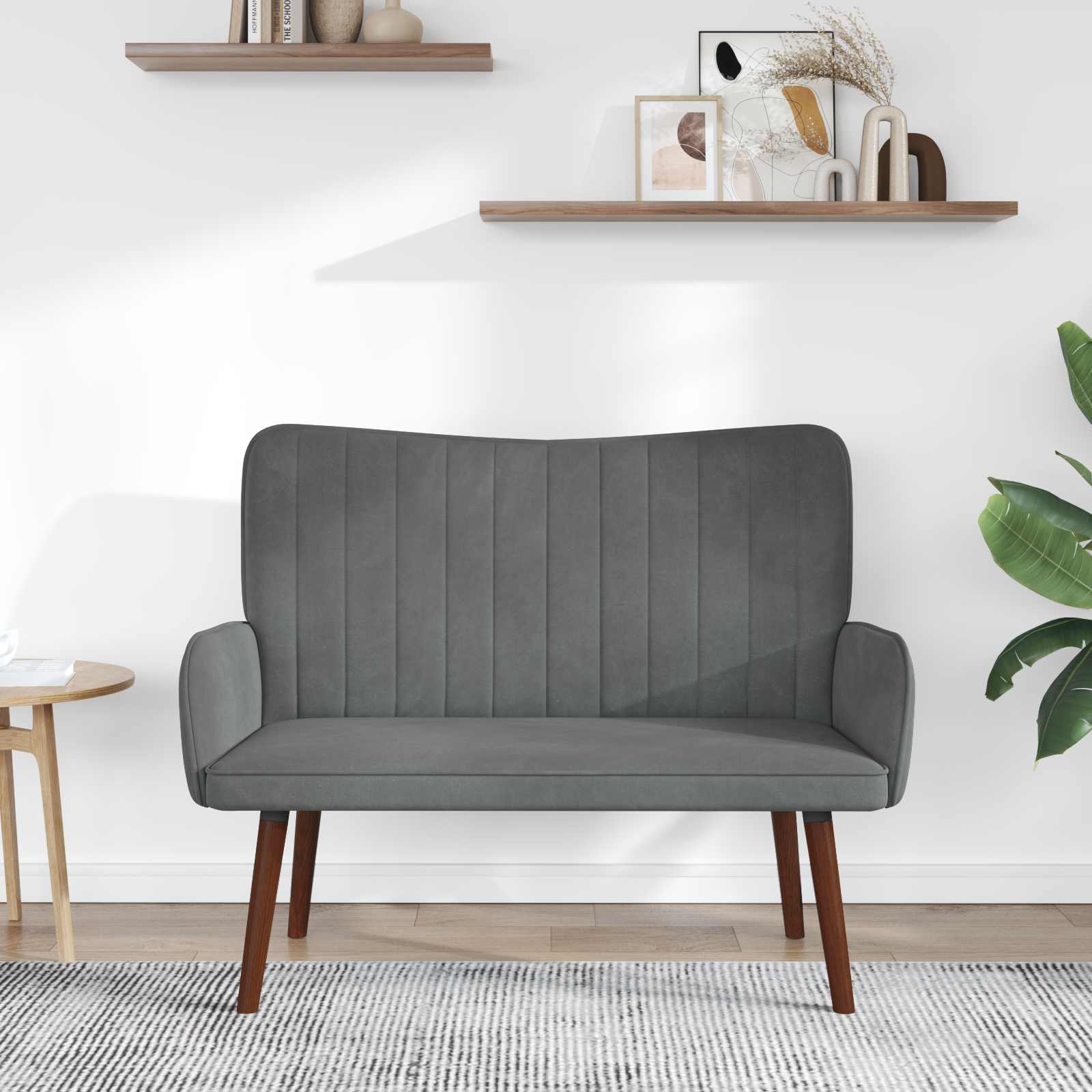 2-Sitzer Sofa Hellgrau 115 x 61 x 87 cm Samt (V)