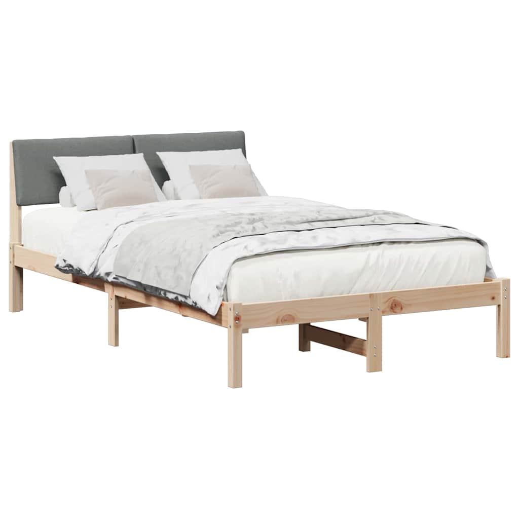 Bettgestell Braun und hellgrau 200 x 200 cm Massivholz Kiefer