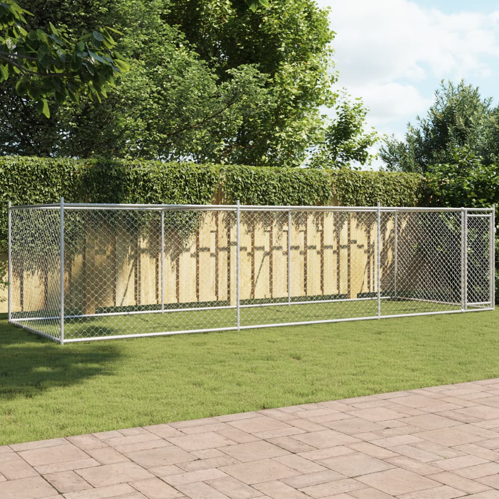 Hundezwinger mit Tür Grau 2x2x1,5 m Verzinkter Stahl