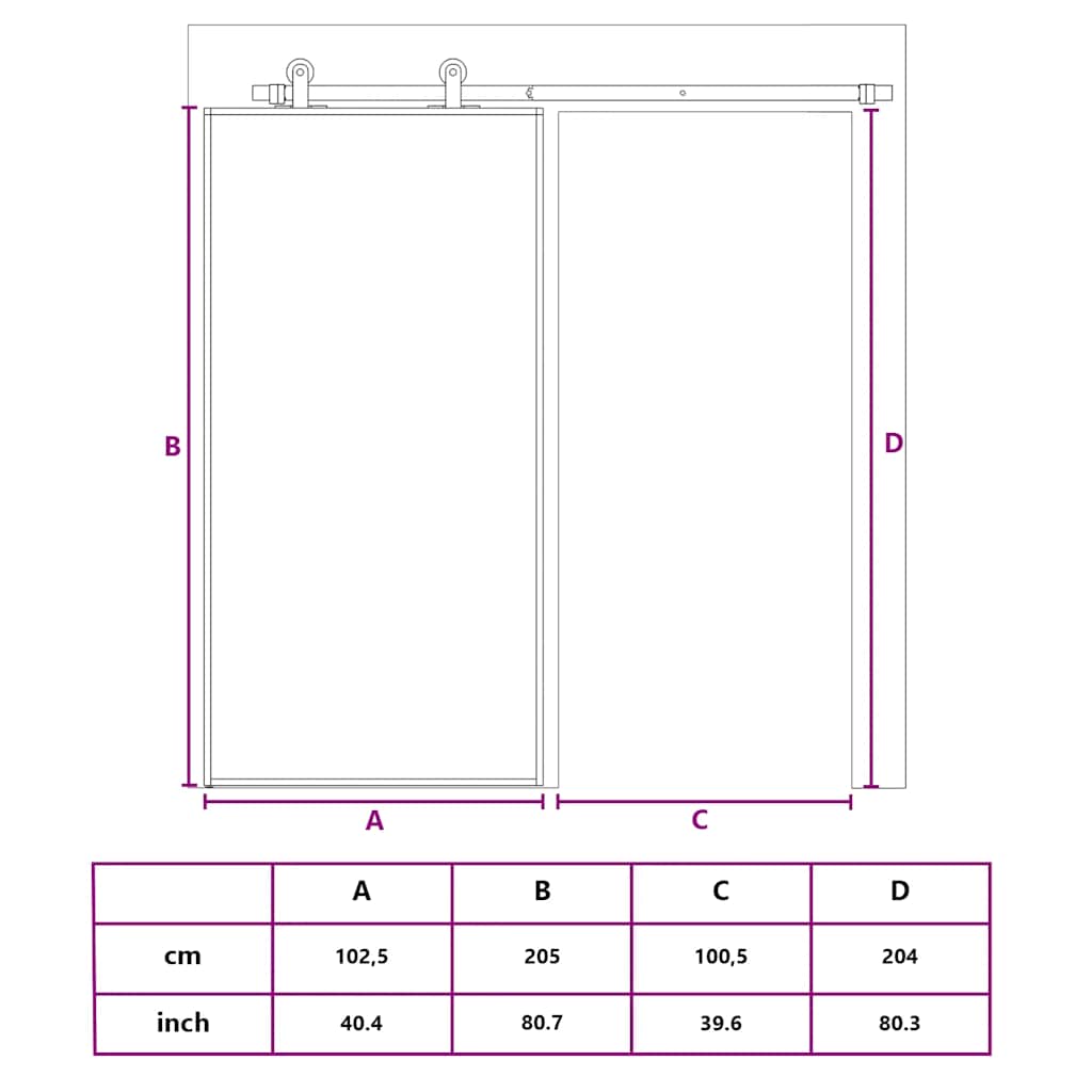 Schiebetür ESG-Glas und Aluminium 76x205 cm Schwarz